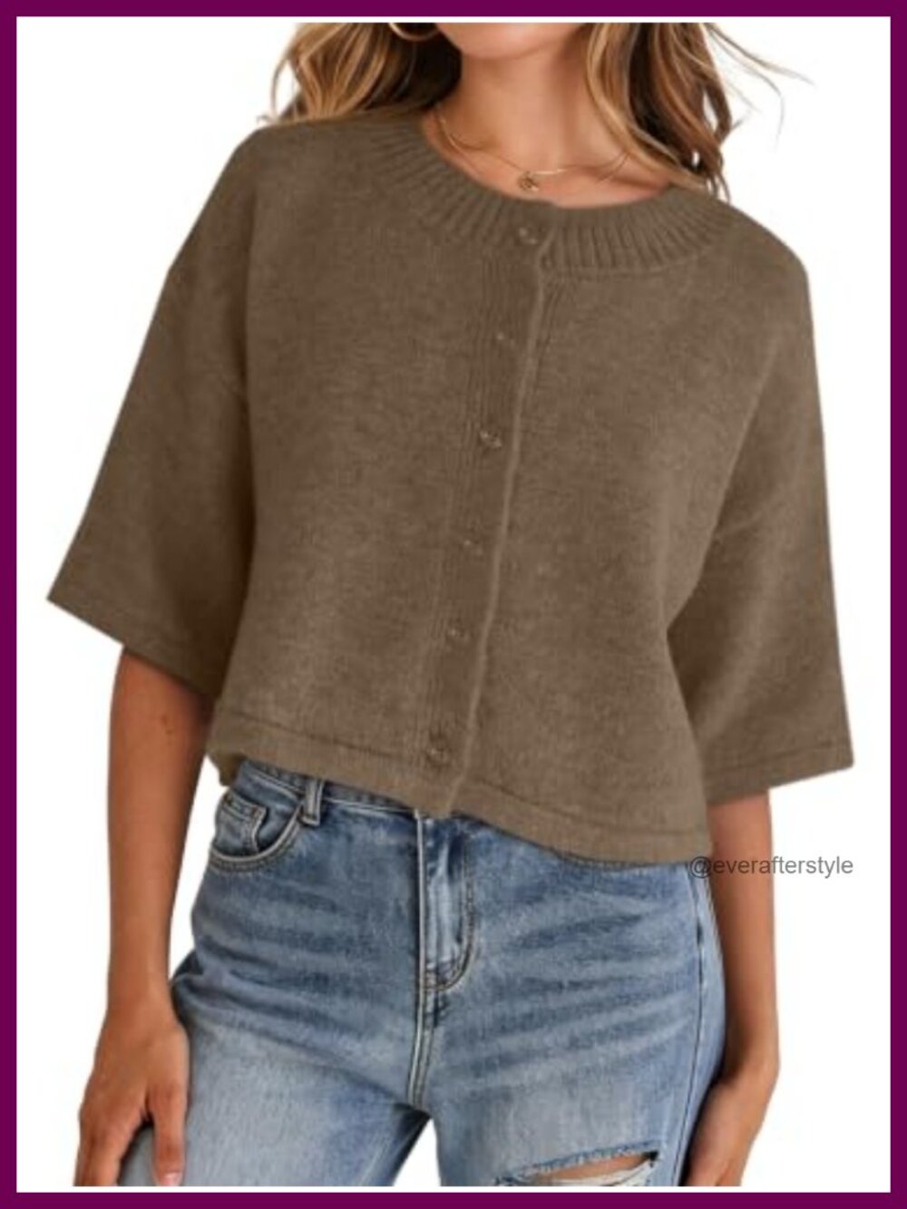 Lightweight Cropped Cardigan Sweater Knit Button Up Short Sleeve